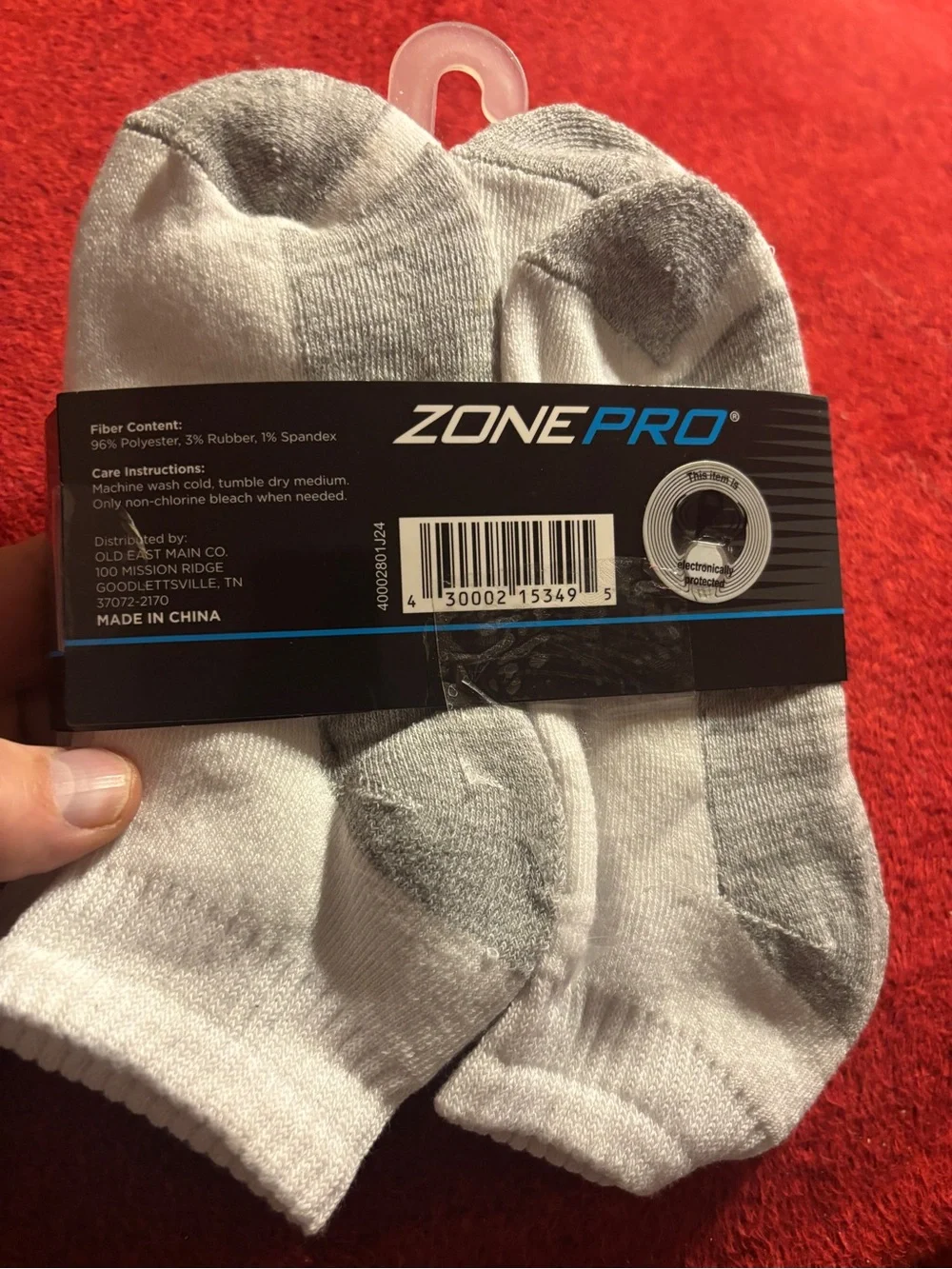 Zone Pro Boys' Full Cushion Ankle Socks - White & Gray (4 Pair) shoe size 9-2.5